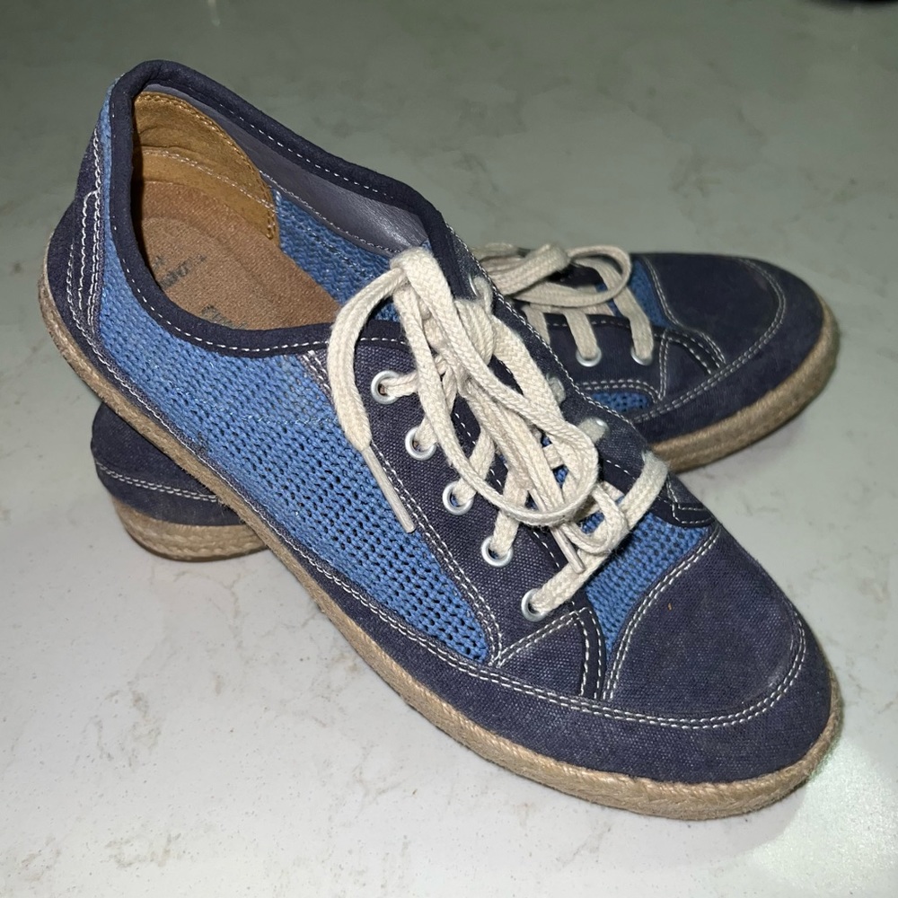 Womens Clarks Azella Prosper Oxford Espadrille Blue Sneakers